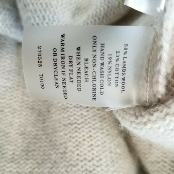 Ann Taylor Sweater M Lambswool Tan Natural Scoop Neck Knit - Picture 9 of 9